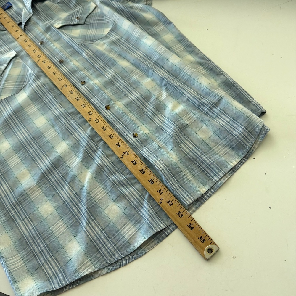 Pendleton Frontier Light Blue Plaid Polyester Ble… - image 6
